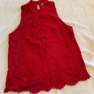 New York & Company red lace top
